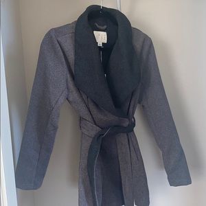 Juniors Trench Coat Lapel Jacket with Belt